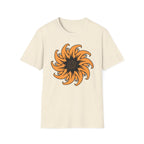 Flame Sunflower Graphic T-Shirt — Orange Spiral Floral Tee