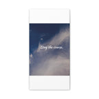Motivational poster with 'Stay the course.' text over a blue sky and clouds.