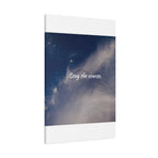 Notebook with a blue sky and cloud design on the cover, featuring the text 'Stay the course.'