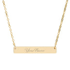 Gold necklace with 'Your Name' engraving on a white background
