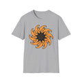 Flame Sunflower Graphic T-Shirt — Orange Spiral Floral Tee