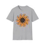 Flame Sunflower Graphic T-Shirt — Orange Spiral Floral Tee