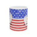 Mug with American flag design on a white background