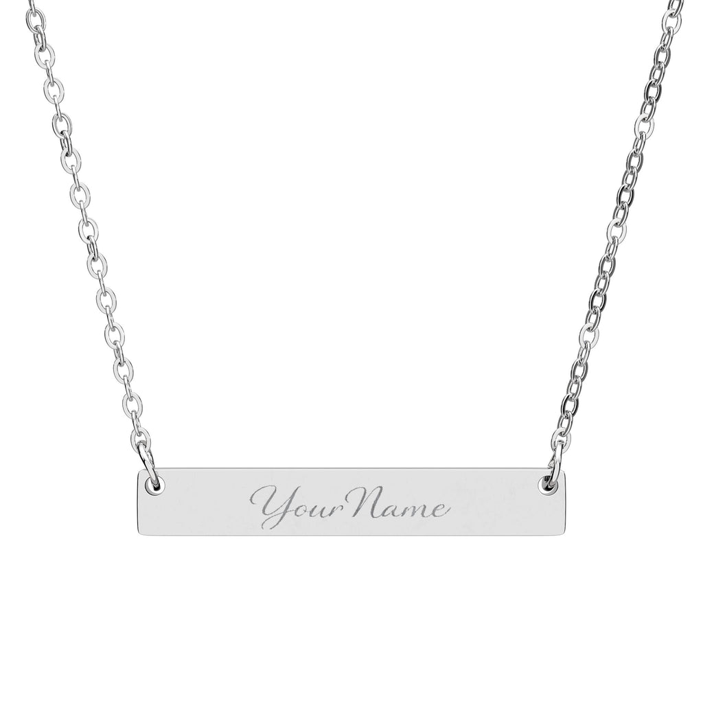 Silver necklace with 'Aquarius Rising' pendant on a white background