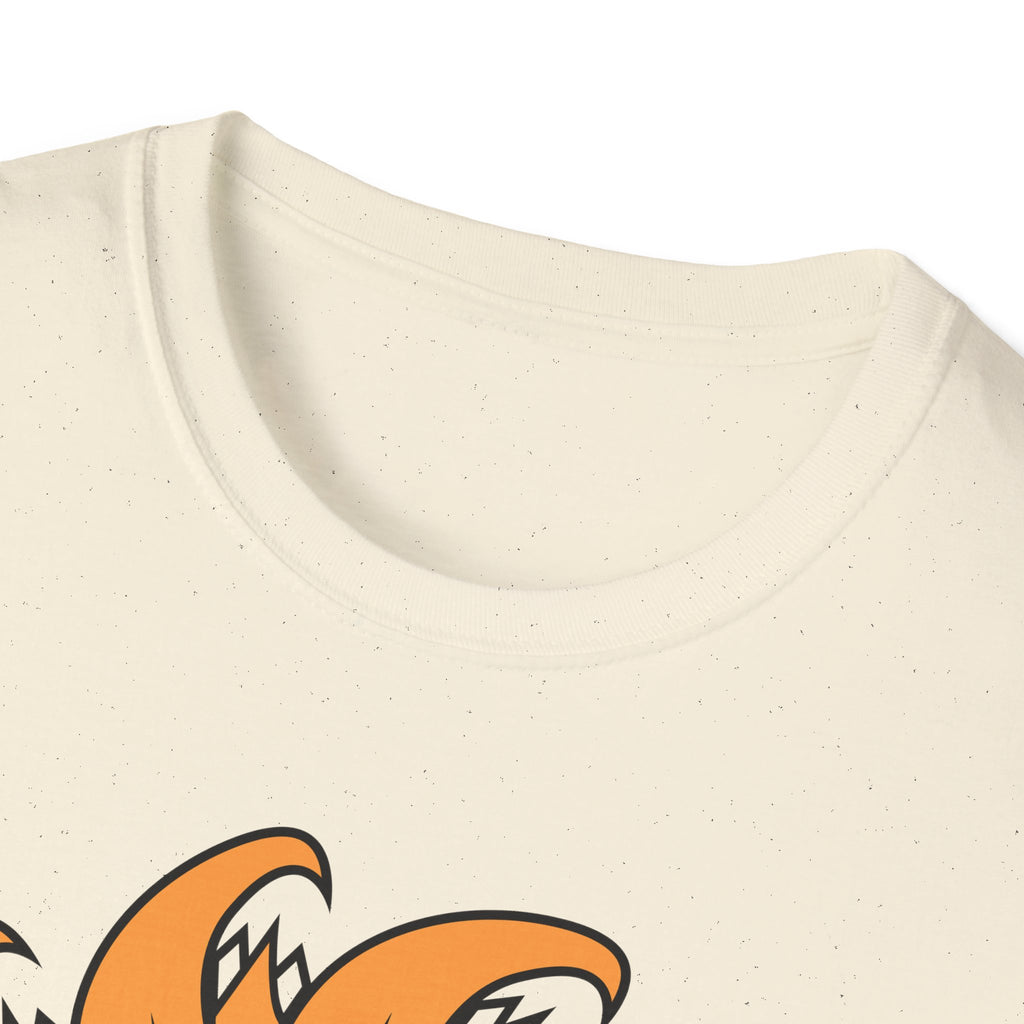 Flame Sunflower Graphic T-Shirt — Orange Spiral Floral Tee