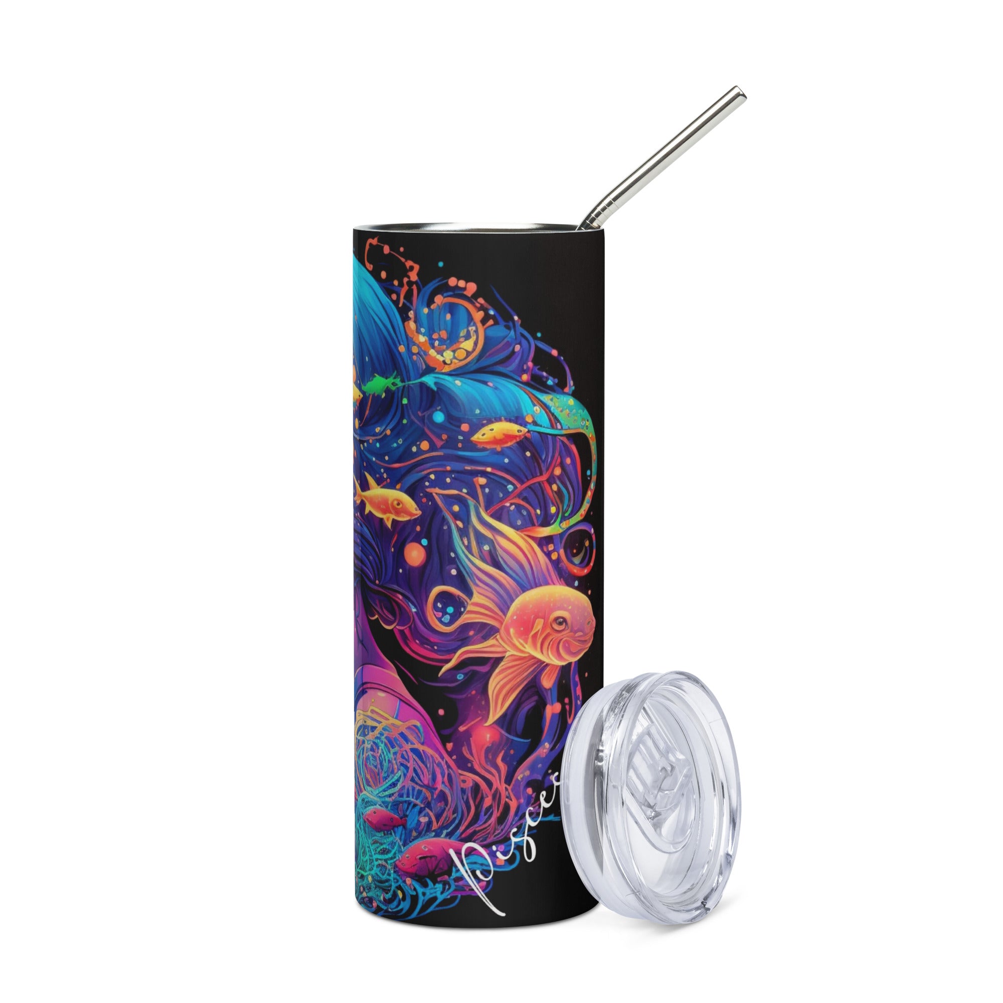 Pisces Dreamer Stainless Steel Tumbler – Vibrant Zodiac Art