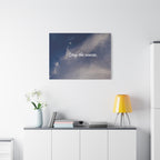 Wall art with motivational quote 'Stay the course.' in a modern interior setting.