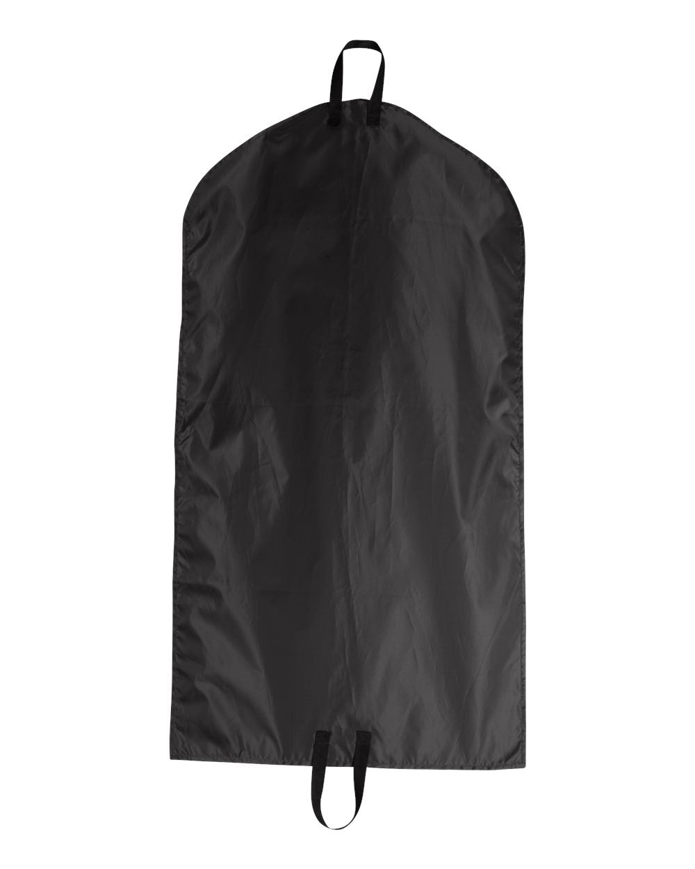 Black garment bag on a white background