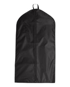 Black garment bag on a white background