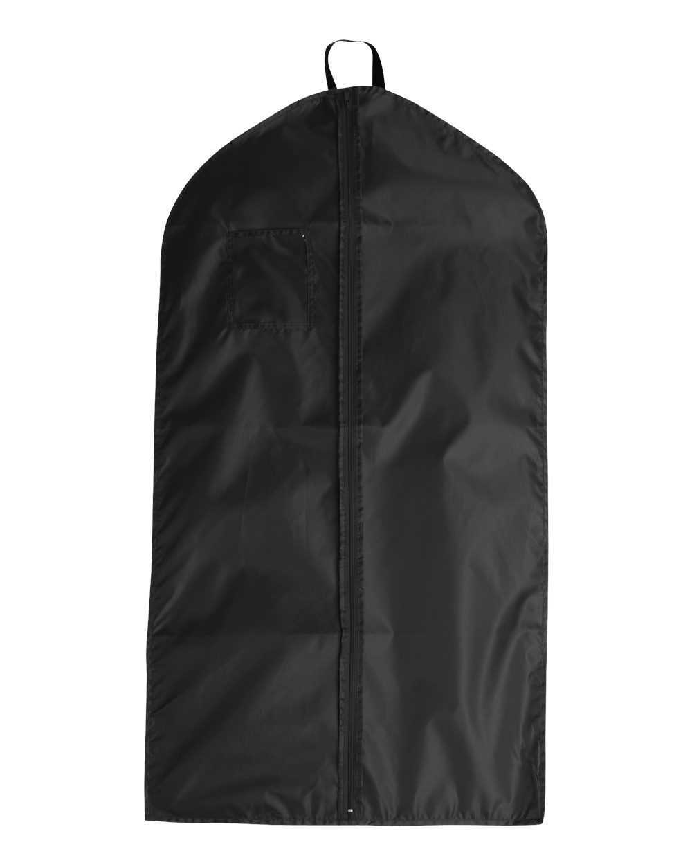 Black garment bag on a white background