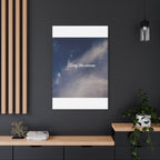 Poster with motivational quote 'Stay the course' on a dark wall with decor elements.