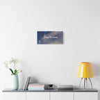 Decorative wall art with motivational quote 'Stay the course' on a white wall above a shelf with books and a lamp.