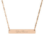 Rose gold necklace with 'Your Name' engraving on a white background