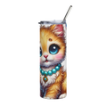 Kitty Necklace Stainless Steel Tumbler – Adorable Cat & Bubbles Design