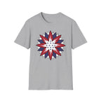 Sport Grey t-shirt with red, white & blue star burst graphic on a white background