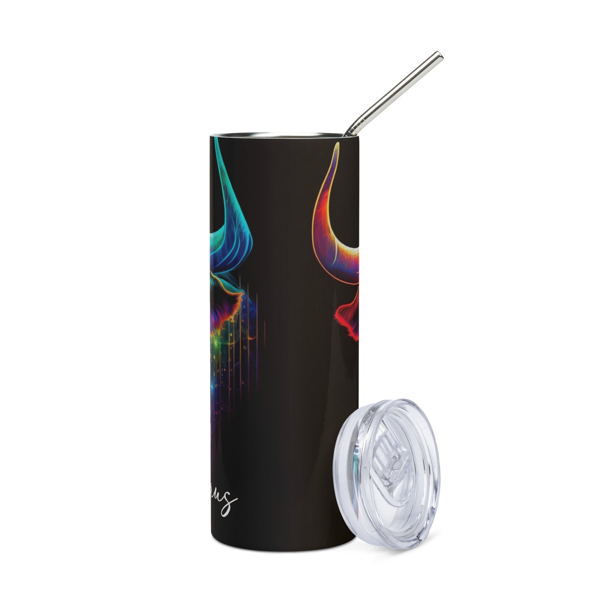 Taurus Stainless Steel Tumbler – Radiant Zodiac Bull Art