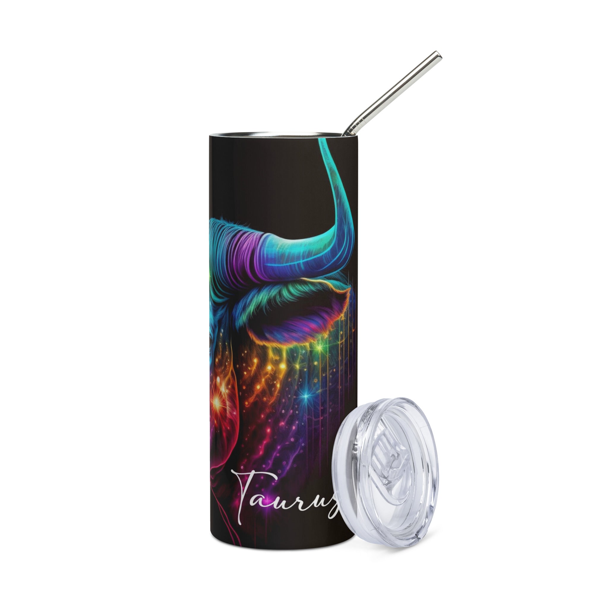 Taurus Stainless Steel Tumbler – Radiant Zodiac Bull Art