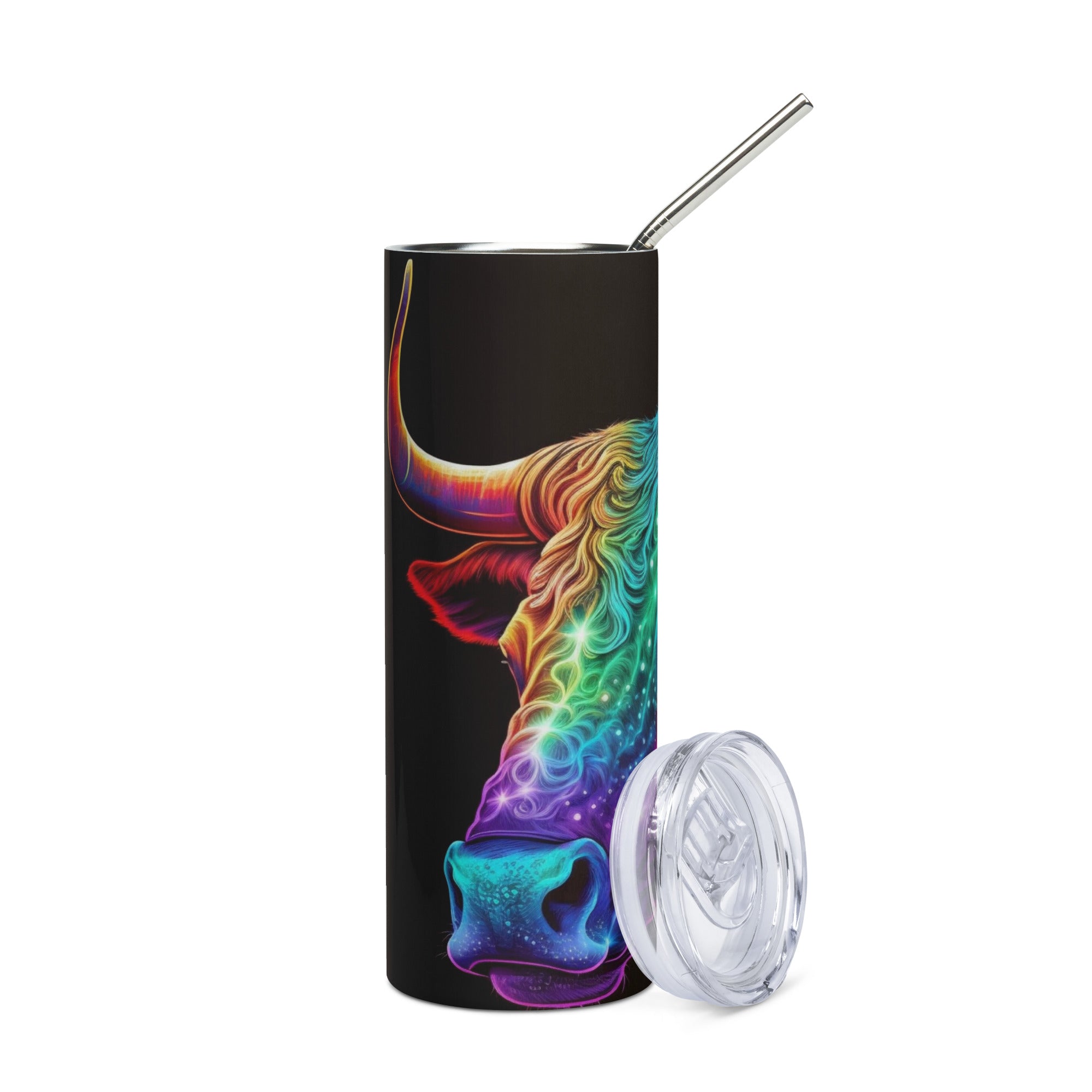 Taurus Stainless Steel Tumbler – Radiant Zodiac Bull Art