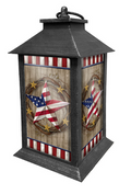 Decorative lantern with American flag design on a white background