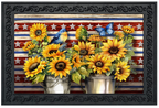 Decorative mat with sunflowers, birds, and an American flag design.