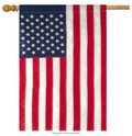 American flag on a wooden pole with a white background