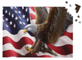 Jigsaw puzzle with an eagle and American flag design