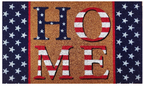 Doormat with 'HOME' text in American flag colors on a star-patterned background