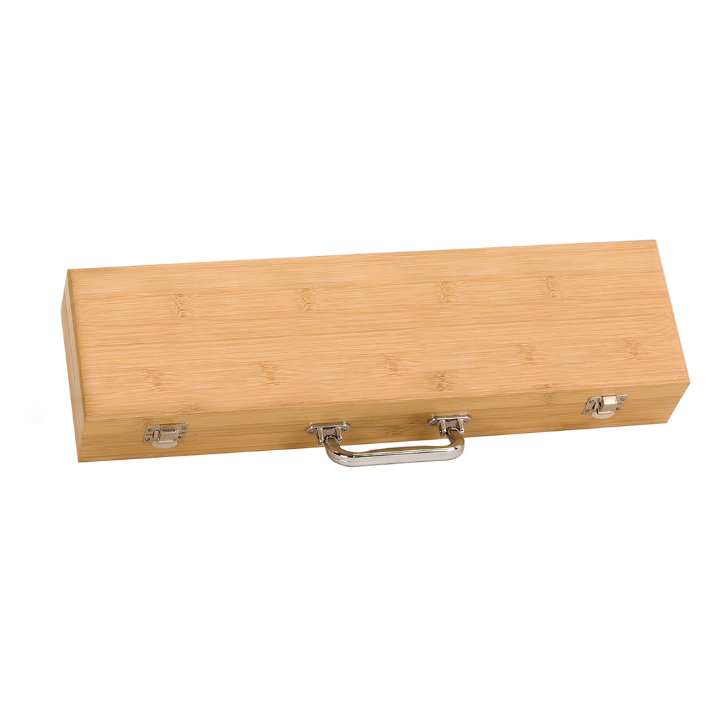Laserable Wooden box with a handle on a white background