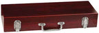 Wooden wine box with metal clasps on a white background