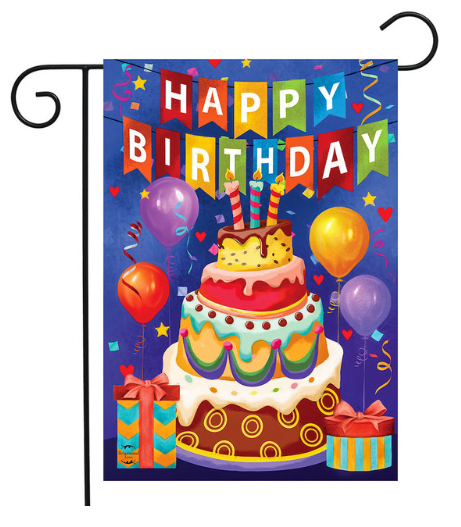 Happy Birthday Celebration Garden Flag (Cake & Balloons Yard Flag)