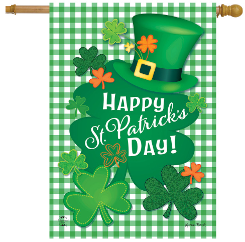 Happy St. Patrick’s Day Shamrock House Flag (40" x 28")