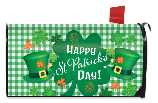 Celebrate St. Patricks Day Magnetic Mailbox Cover (Standard) — Happy St. Patrick’s Day Shamrocks