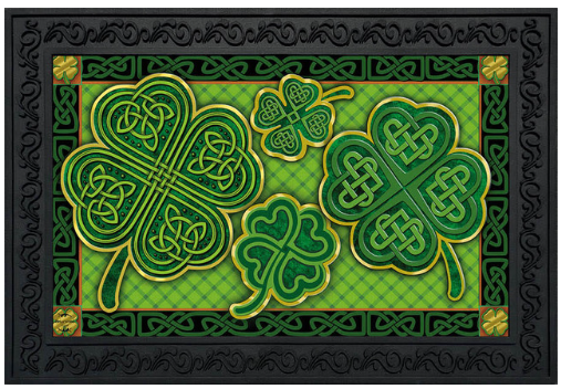 Celtic Shamrocks St. Patrick’s Day Doormat (Green Celtic Knot Design)