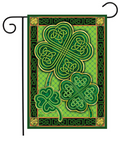 Celtic Shamrocks Garden Flag (Green & Gold Celtic Knot St. Patrick’s Day)