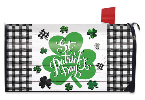 Checkered St. Pats Shamrocks Magnetic Mailbox Cover (Standard) — St. Patrick’s Day Buffalo Check