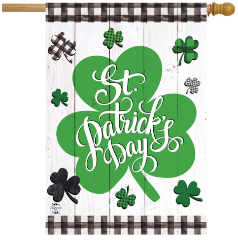 Checkered St. Patrick’s Day Shamrock House Flag (40" x 28")