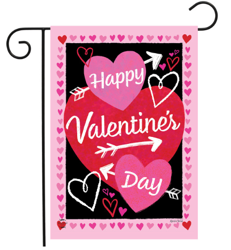 Cupid’s Hearts Happy Valentine’s Day Garden Flag (Hearts & Arrows Yard Flag)