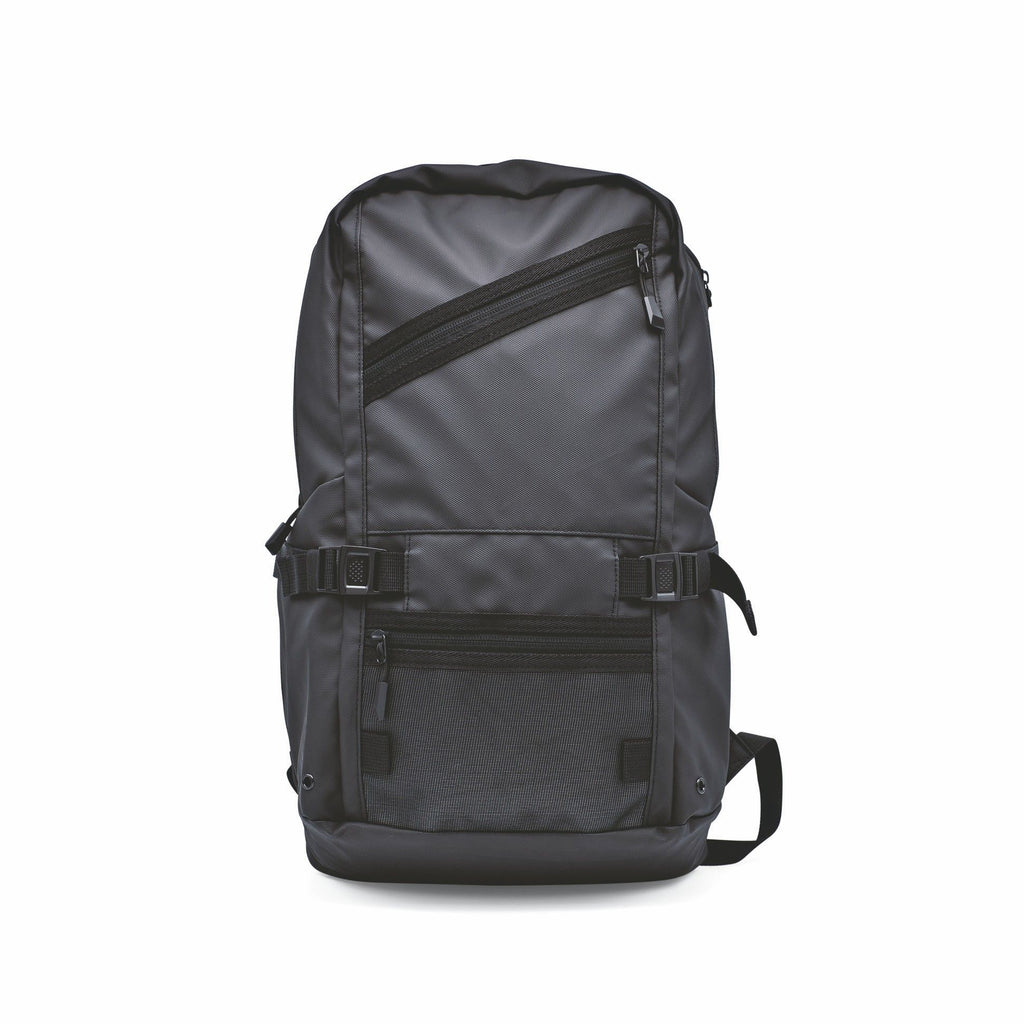 Black backpack on a white background