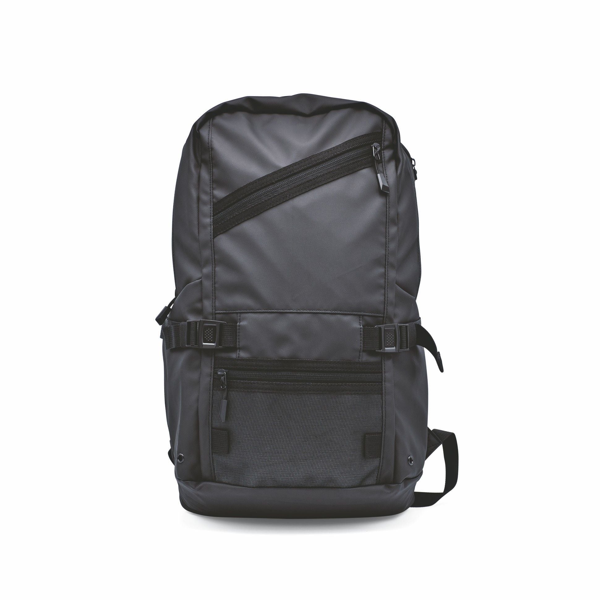 Black backpack on a white background