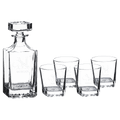 Polar Camel Square Decanter Gift Set – 750mL Glass Decanter & Four 11 oz. Rocks Glasses in Gift Box