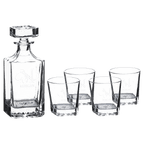 Polar Camel Square Decanter Gift Set – 750mL Glass Decanter & Four 11 oz. Rocks Glasses in Gift Box