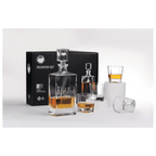 Polar Camel Rectangle Decanter Gift Set – 810mL Glass Decanter & Four 8 oz. Rocks Glasses in Black Gift Box
