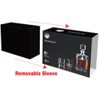 Polar Camel Rectangle Decanter Gift Set – 810mL Glass Decanter & Four 8 oz. Rocks Glasses in Black Gift Box