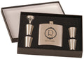 6 oz. Stainless Steel Flask Set in Black Presentation Box (4-Piece)