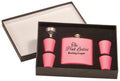 6 oz. Matte Pink Flask Set in Black Presentation Box (5-Piece)