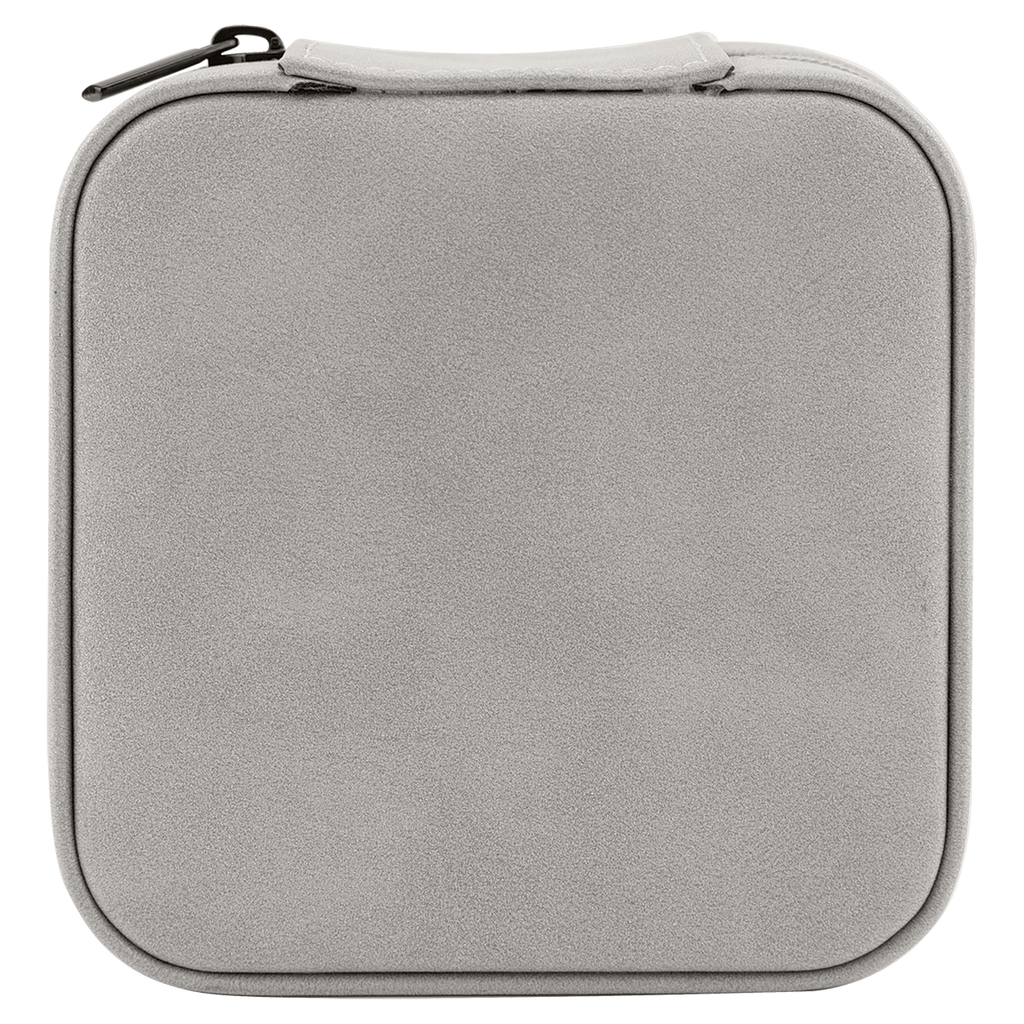 Gray zippered case on a white background