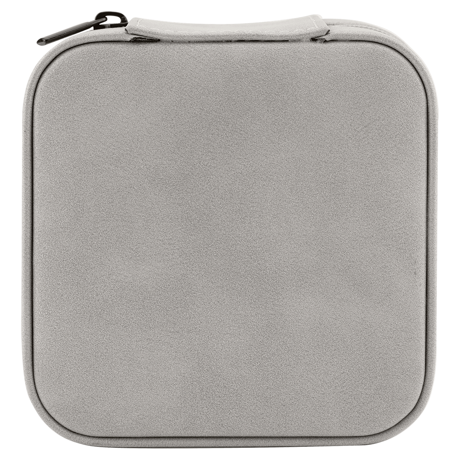 Gray zippered case on a white background