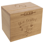 Personalized Engraved Wooden Recipe Card Box – “The Secret Ingredient is Love” (Top Display Slot)