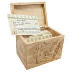 Personalized Engraved Wooden Recipe Card Box – “The Secret Ingredient is Love” (Top Display Slot)