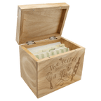 Personalized Engraved Wooden Recipe Card Box – “The Secret Ingredient is Love” (Top Display Slot)